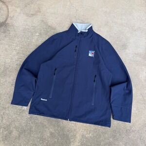 Reebok New York Rangers NHL Mens Navy Blue Full Zip Fleece Lined Jacket Large